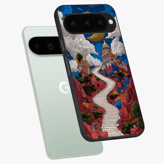  Heavenly Moon Path phone case For Google Pixel 11 Pro showing premium glass back cover with detailed artwork
