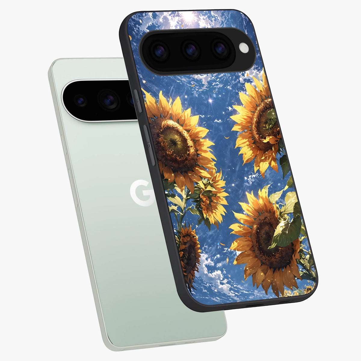 Heavenly Sunflower Rise phone case For Google Pixel 11 Pro showing premium glass back cover with detailed artwork