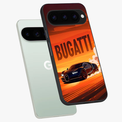  Inferno Bugatti Storm phone case For Google Pixel 11 Pro showing premium glass back cover with detailed artwork