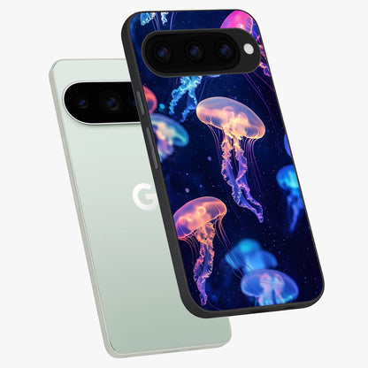  Jellyfish Pattern phone case For Google Pixel 11 Pro showing premium glass back cover with detailed artwork