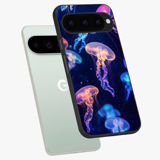  Jellyfish Pattern phone case For Google Pixel 11 Pro showing premium glass back cover with detailed artwork