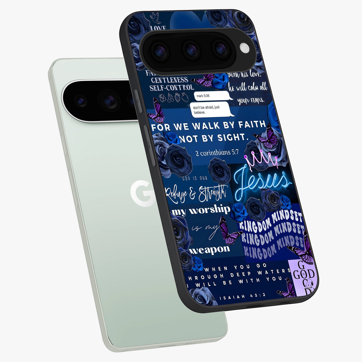  Kingdom Faith Glow phone case For Google Pixel 11 Pro showing premium glass back cover with detailed artwork