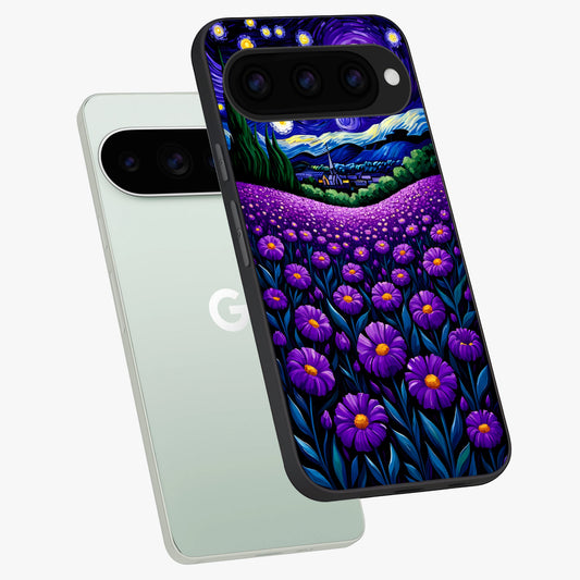  Lavender Moon Field phone case For Google Pixel 11 Pro showing premium glass back cover with detailed artwork