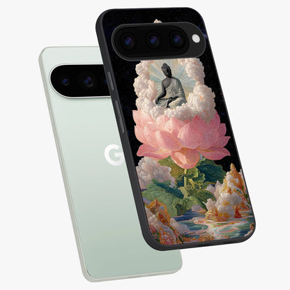  Lotus Divine Peace phone case For Google Pixel 11 Pro showing premium glass back cover with detailed artwork