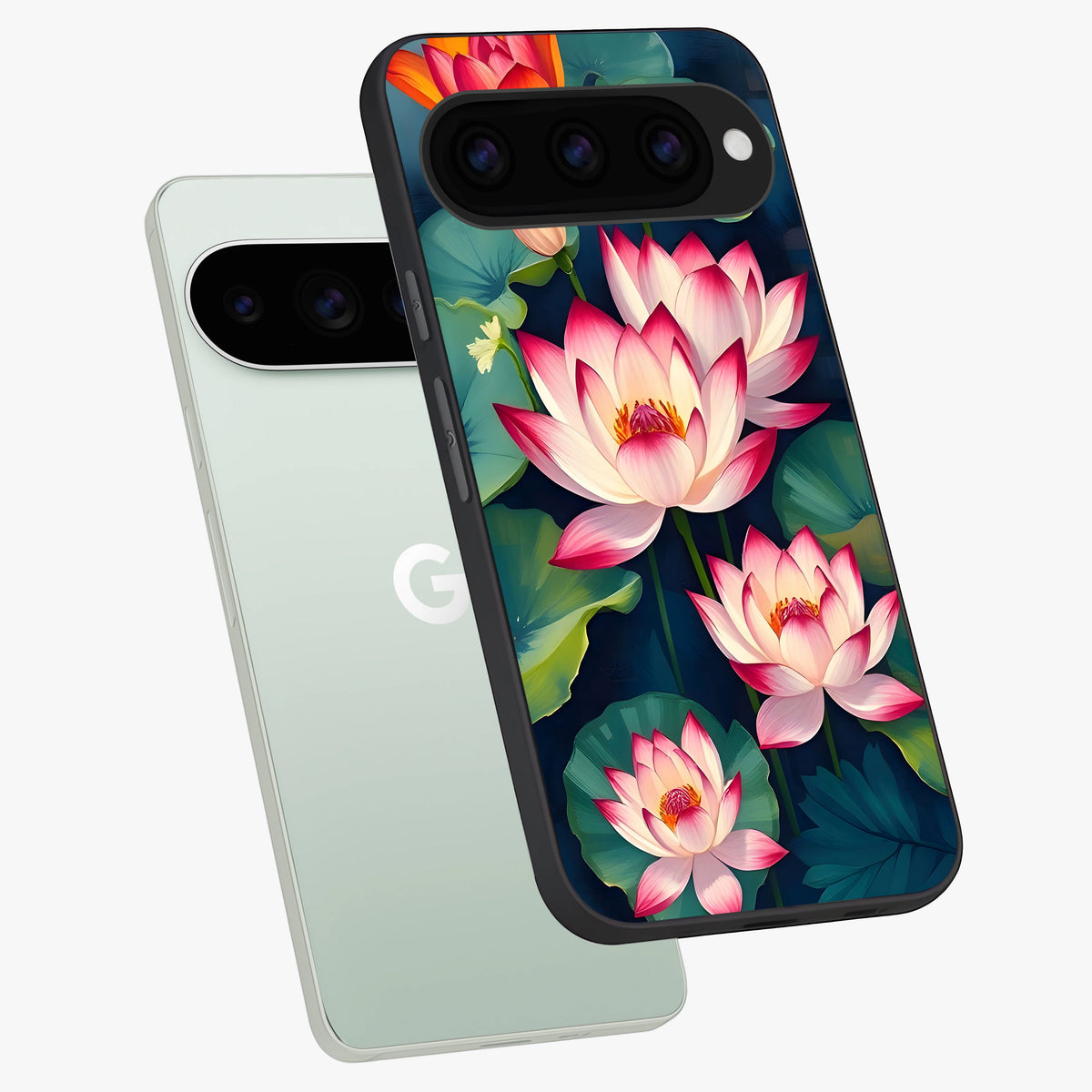  Lotus Dream Serenity phone case For Google Pixel 11 Pro showing premium glass back cover with detailed artwork