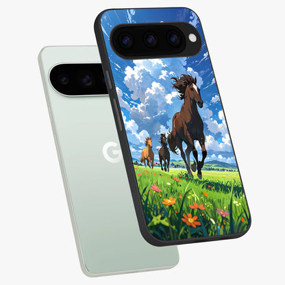  Majestic Horses Galloping phone case For Google Pixel 11 Pro showing premium glass back cover with detailed artwork
