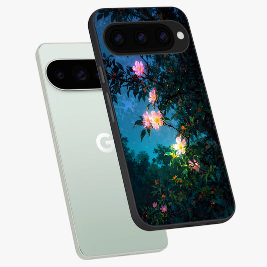  Midnight Bloom Glow phone case For Google Pixel 11 Pro showing premium glass back cover with detailed artwork