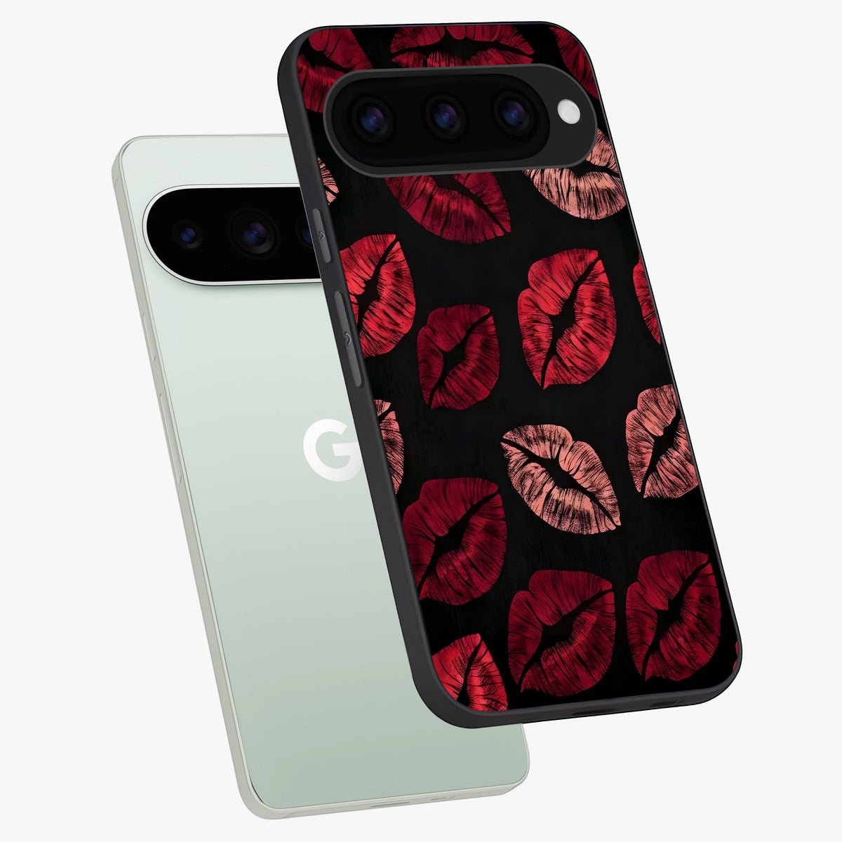  Midnight Kiss Love phone case For Google Pixel 11 Pro showing premium glass back cover with detailed artwork