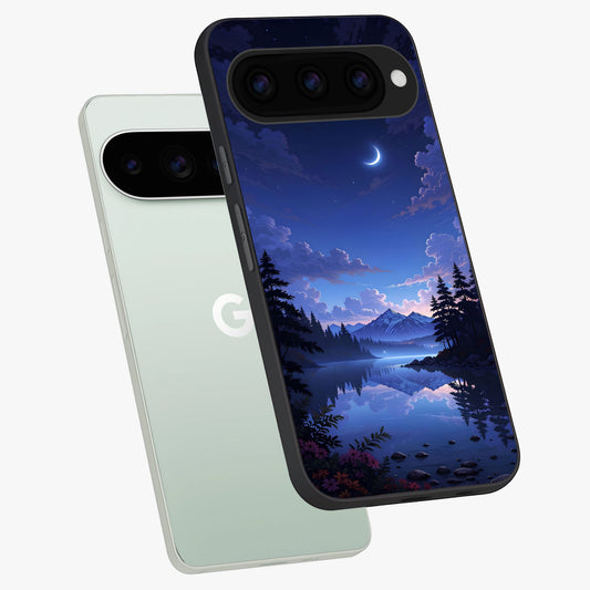  Midnight Lake Peace phone case For Google Pixel 11 Pro showing premium glass back cover with detailed artwork
