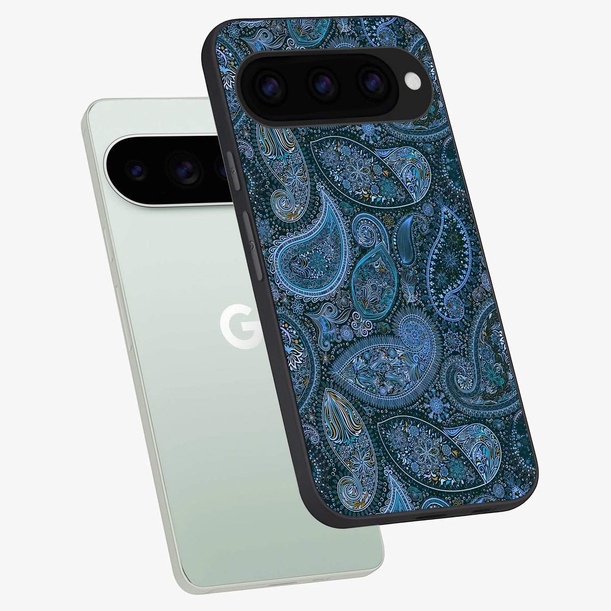  Midnight Paisley Glow phone case For Google Pixel 11 Pro showing premium glass back cover with detailed artwork