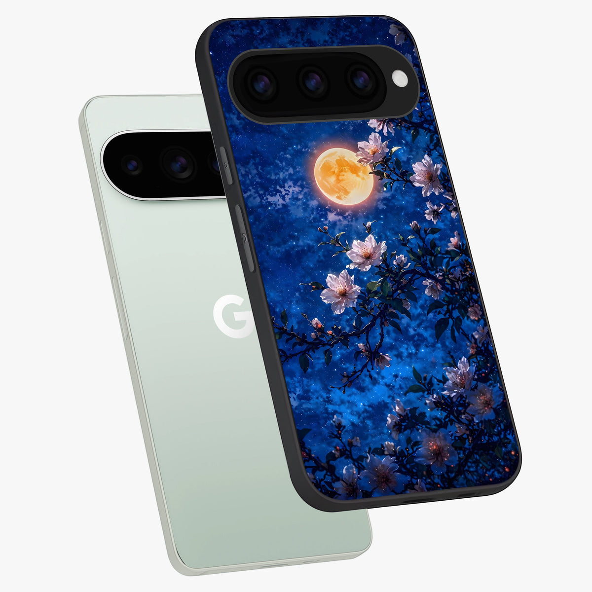  Moonlit Blossoms Night phone case For Google Pixel 11 Pro showing premium glass back cover with detailed artwork