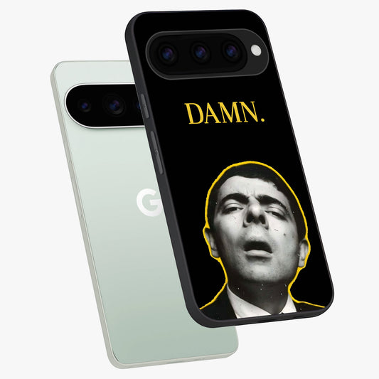  Mr Bean Damn phone case For Google Pixel 11 Pro showing premium glass back cover with detailed artwork