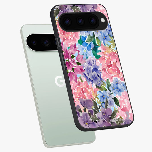  Pastel Floral Mix phone case For Google Pixel 11 Pro showing premium glass back cover with detailed artwork