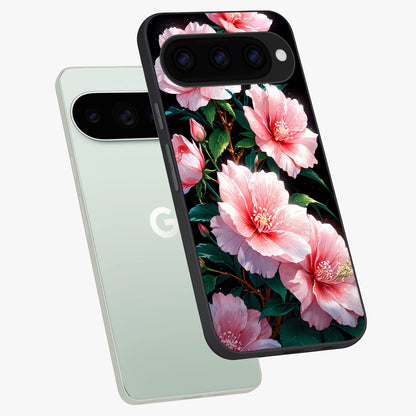  Peach Flower phone case For Google Pixel 11 Pro showing premium glass back cover with detailed artwork
