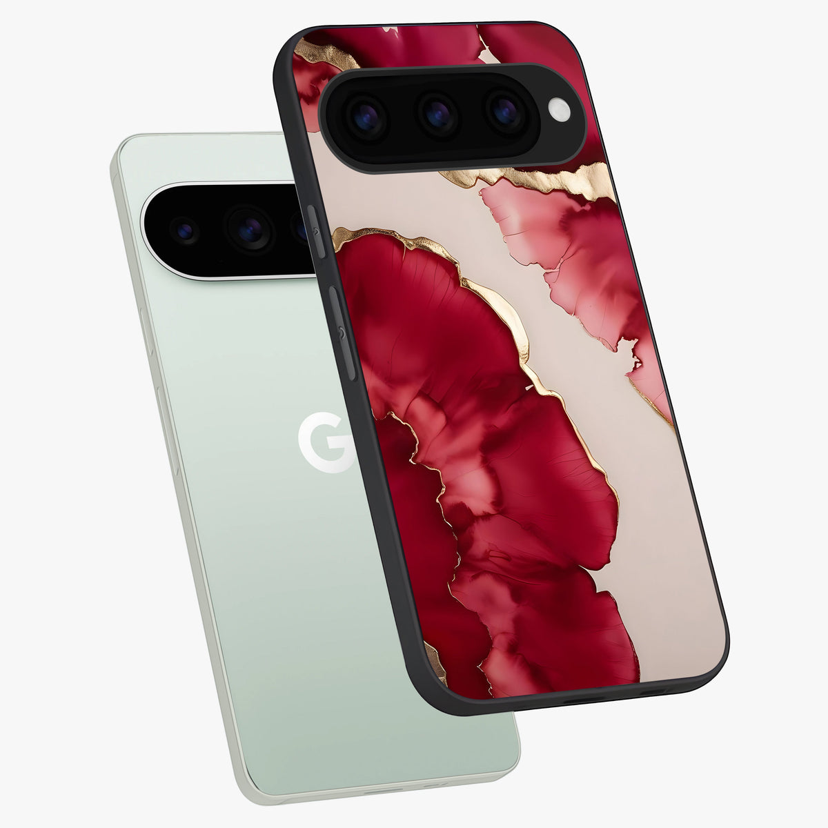 Pink And White Marble phone case For Google Pixel 11 Pro showing premium glass back cover with detailed artwork