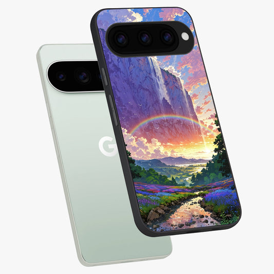 Rainbow Valley Dream phone case For Google Pixel 11 Pro showing premium glass back cover with detailed artwork