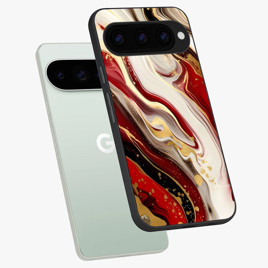 Red And White Marble phone case For Google Pixel 11 Pro showing premium glass back cover with detailed artwork