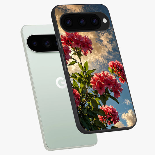  Red Bloom Skies phone case For Google Pixel 11 Pro showing premium glass back cover with detailed artwork