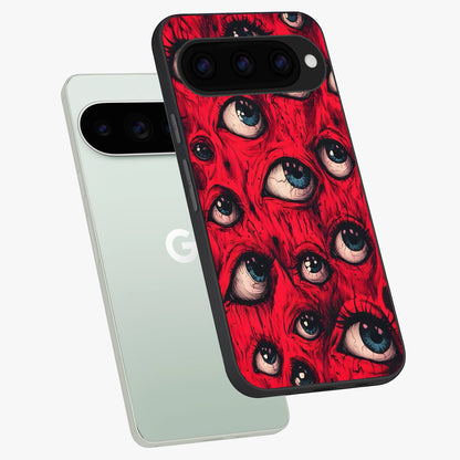  Red Eyes Pattern phone case For Google Pixel 11 Pro showing premium glass back cover with detailed artwork