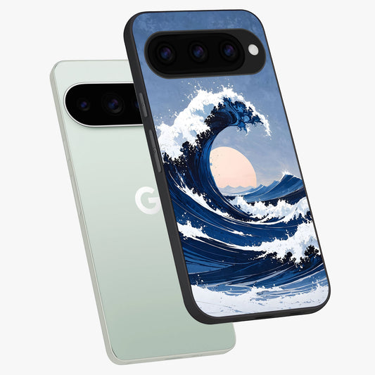  Rising Tide Power phone case For Google Pixel 11 Pro showing premium glass back cover with detailed artwork