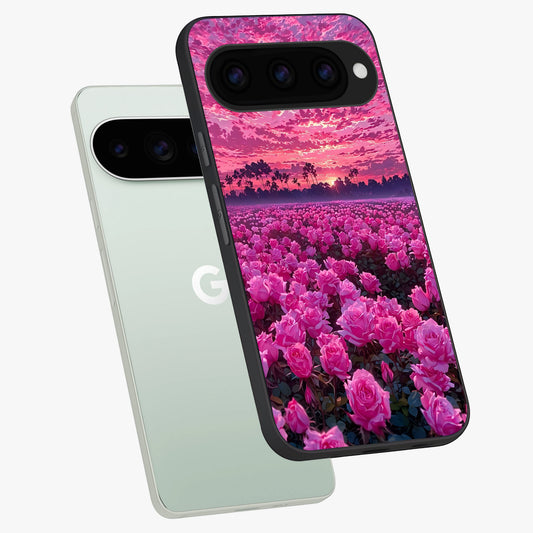  Rose Sunset Valley phone case For Google Pixel 11 Pro showing premium glass back cover with detailed artwork