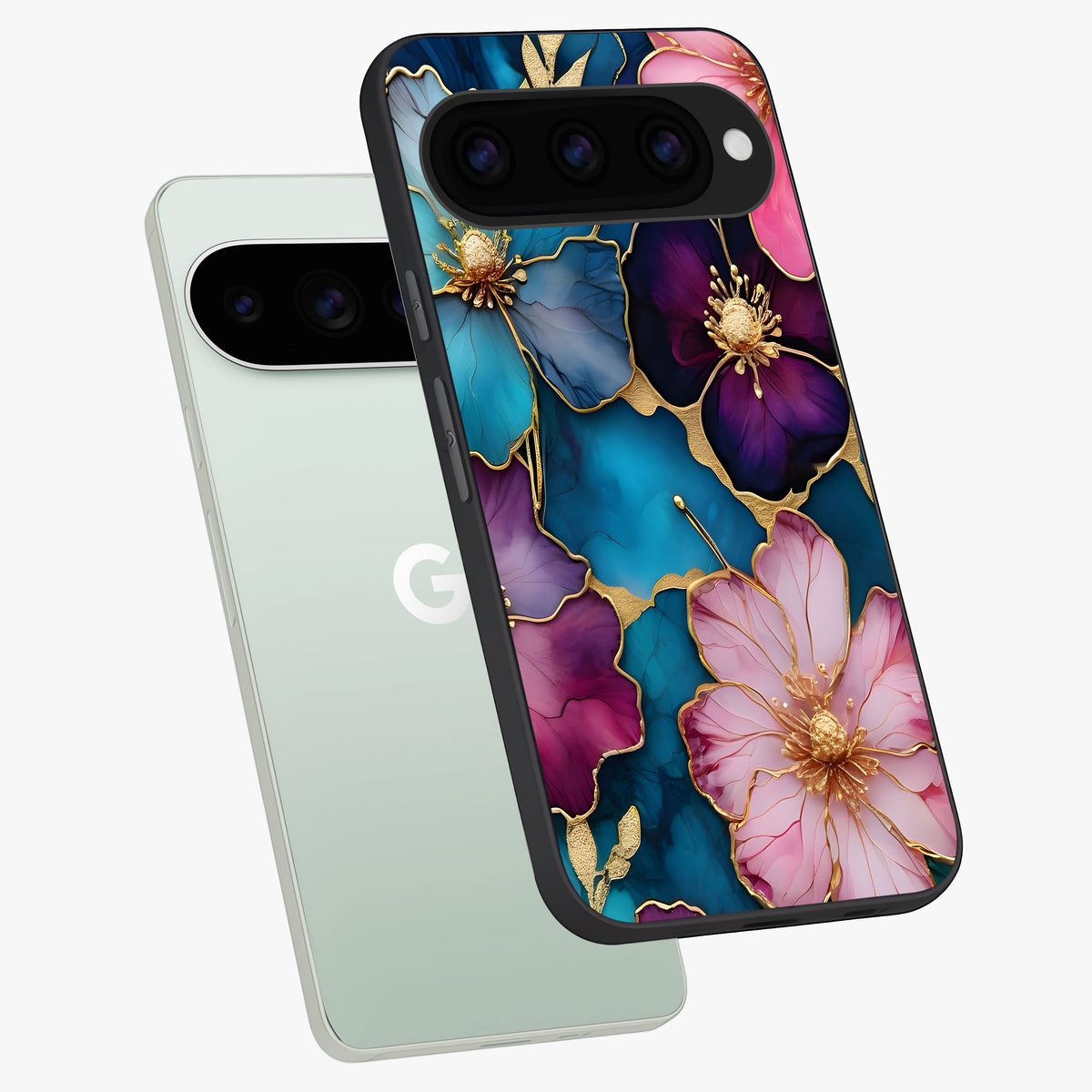  Sparkle Floral phone case For Google Pixel 11 Pro showing premium glass back cover with detailed artwork