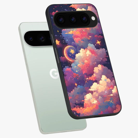  Starlit Dream Clouds phone case For Google Pixel 11 Pro showing premium glass back cover with detailed artwork