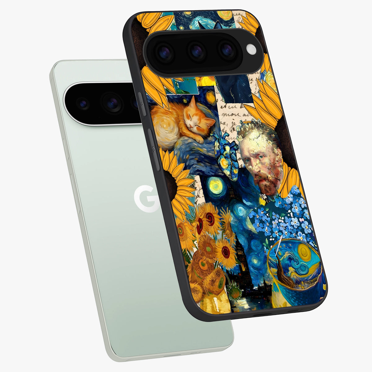  Sunflower Chic Mood Custom Name phone case For Google Pixel 11 Pro showing premium glass back cover with detailed artwork