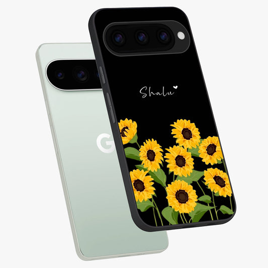  Sunflower Sky Bloom phone case For Google Pixel 11 Pro showing premium glass back cover with detailed artwork