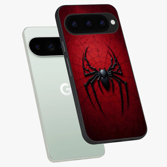  Superhero Web Emblem phone case For Google Pixel 11 Pro showing premium glass back cover with detailed artwork