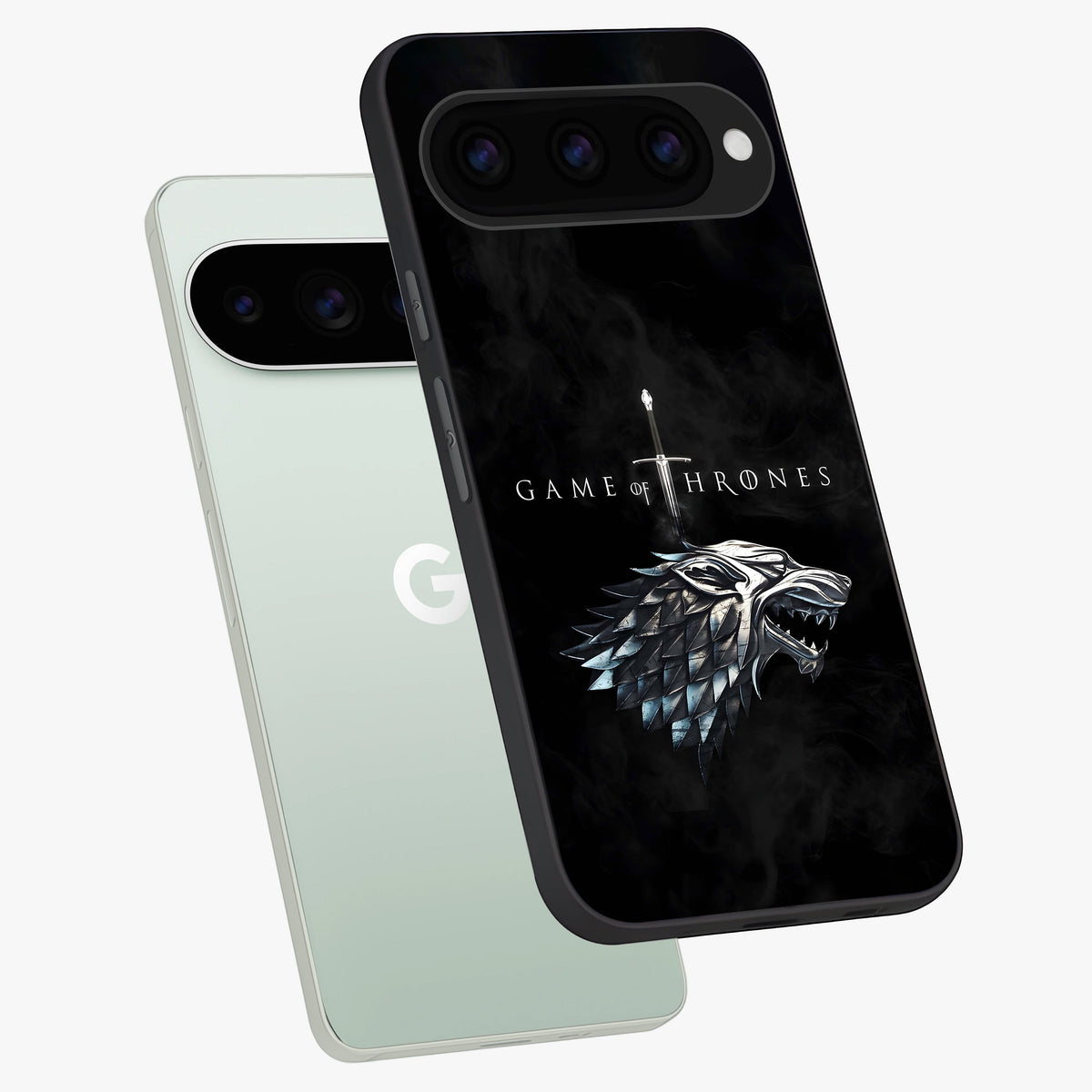  Throne Wolf Legacy phone case For Google Pixel 11 Pro showing premium glass back cover with detailed artwork
