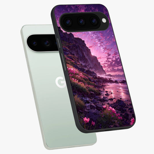  Twilight Blossom Coast phone case For Google Pixel 11 Pro showing premium glass back cover with detailed artwork