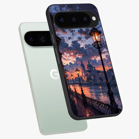  Twilight River Lights phone case For Google Pixel 11 Pro showing premium glass back cover with detailed artwork