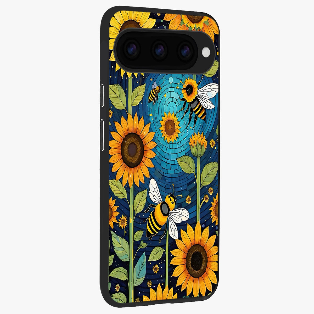  Bees And Sunflowers back cover For Google Pixel 11 Pro slim fit glass case with vibrant aesthetic design