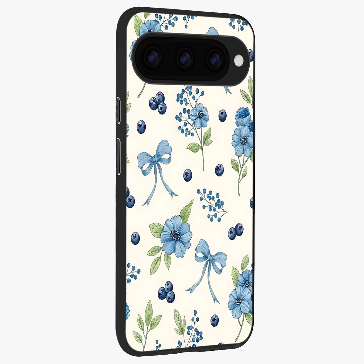  Blue Flower And Bow back cover For Google Pixel 11 Pro slim fit glass case with vibrant aesthetic design