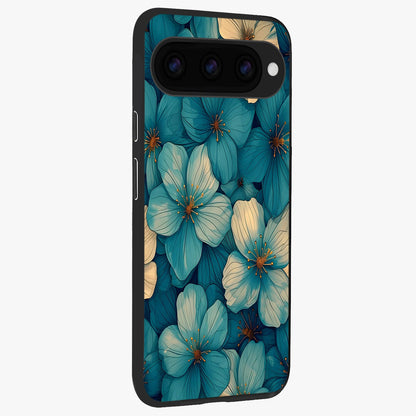  Blue Shade Floral back cover For Google Pixel 11 Pro slim fit glass case with vibrant aesthetic design