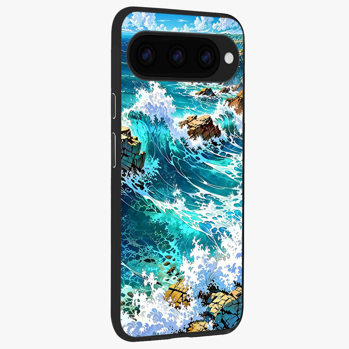  Coastal Blue Waves back cover For Google Pixel 11 Pro slim fit glass case with vibrant aesthetic design