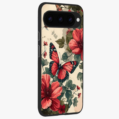  Crimson Butterfly Garden back cover For Google Pixel 11 Pro slim fit glass case with vibrant aesthetic design