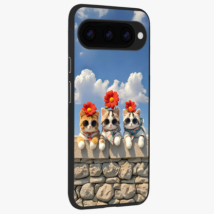  Floral Kitty Squad back cover For Google Pixel 11 Pro slim fit glass case with vibrant aesthetic design