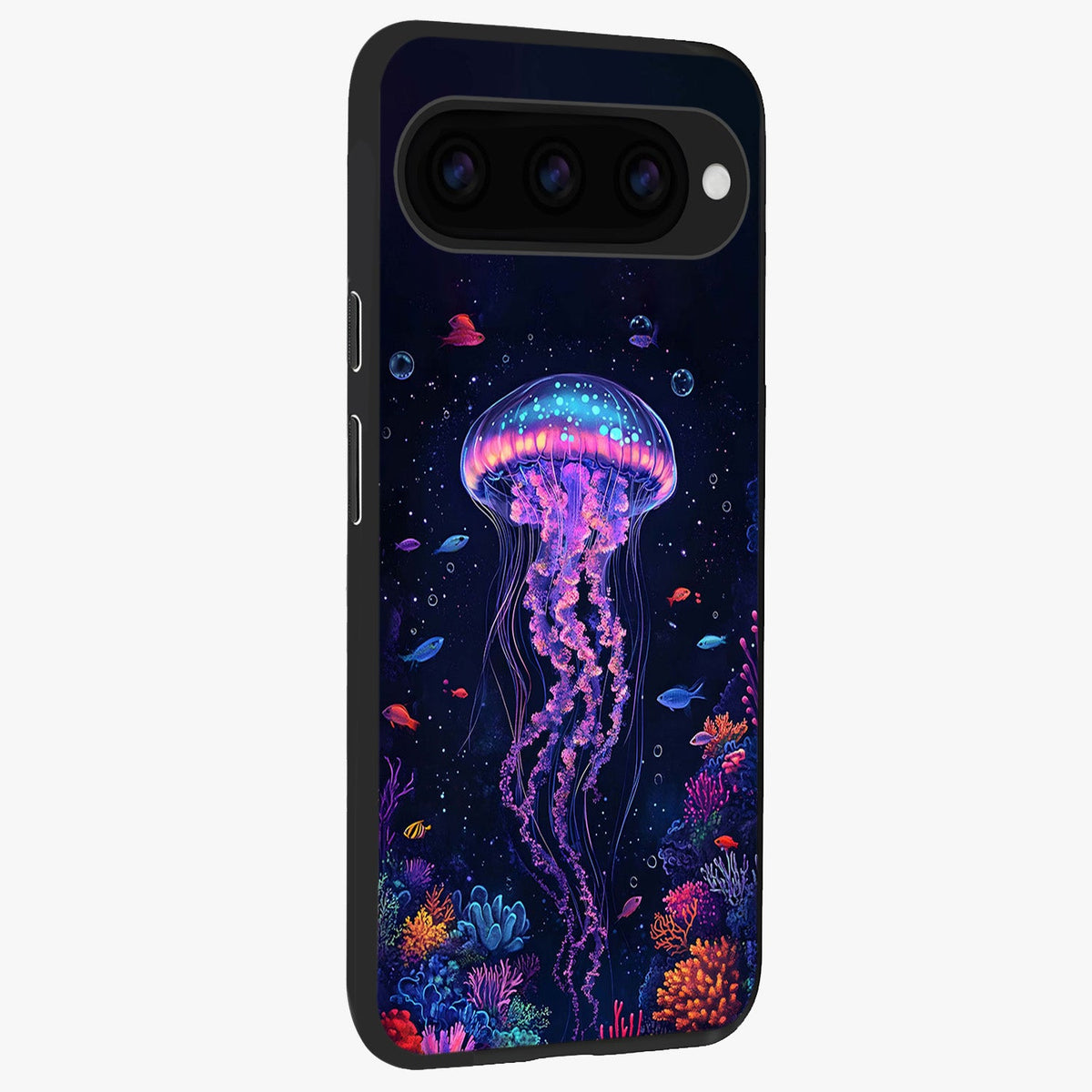  Neon Jellyfish back cover For Google Pixel 11 Pro slim fit glass case with vibrant aesthetic design