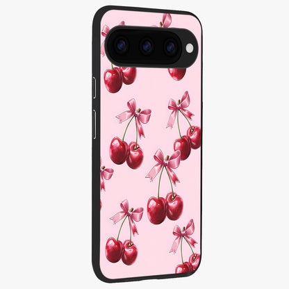  Red Cherries Pattern back cover For Google Pixel 11 Pro slim fit glass case with vibrant aesthetic design