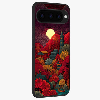  Scarlet Autumn Temple back cover For Google Pixel 11 Pro slim fit glass case with vibrant aesthetic design