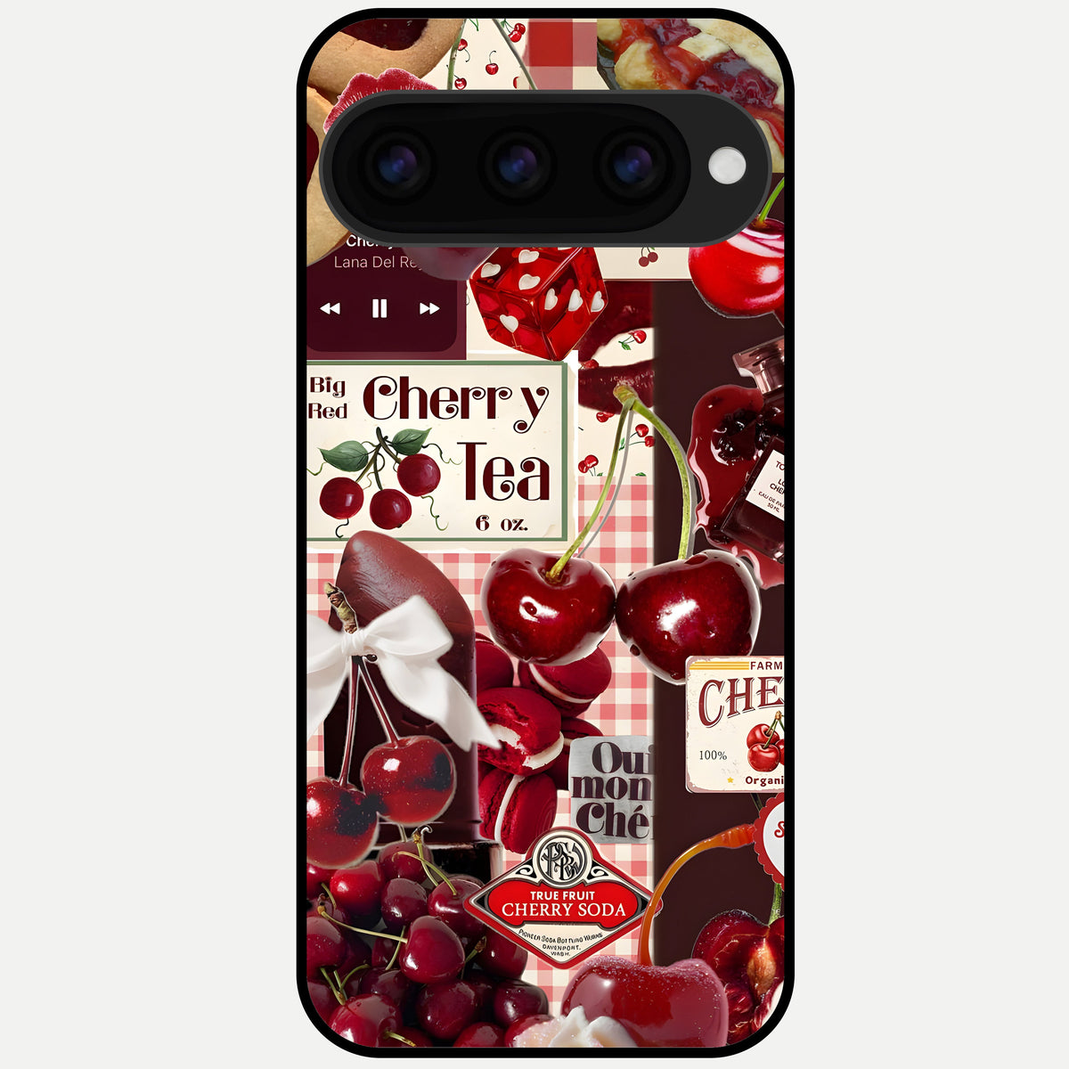  Aesthetic Cherry Tea Glass Case For Google Pixel 11 Pro back cover – full design glossy printed glass finish