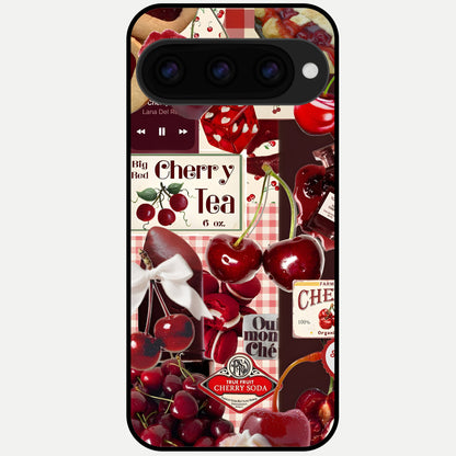  Aesthetic Cherry Tea Glass Case For Google Pixel 11 Pro back cover – full design glossy printed glass finish