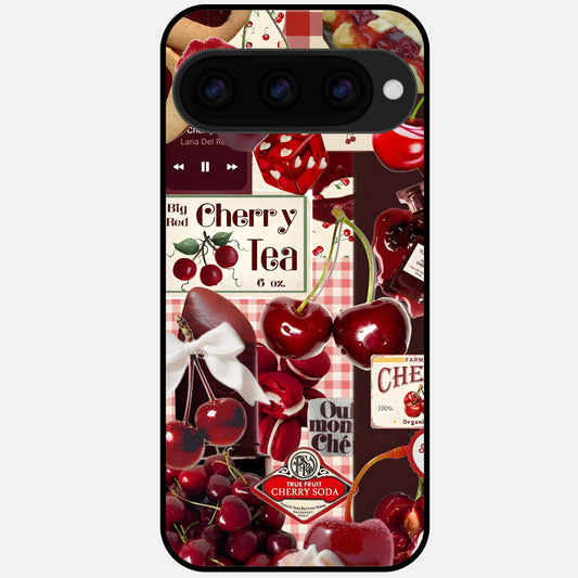  Aesthetic Cherry Tea Glass Case For Google Pixel 11 Pro back cover – full design glossy printed glass finish