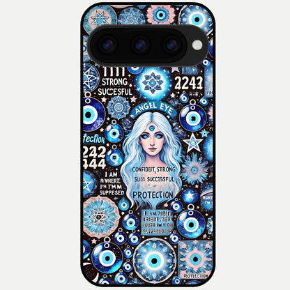  Angel Aura Shield Glass Case For Google Pixel 11 Pro back cover – full design glossy printed glass finish