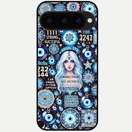  Angel Aura Shield Glass Case For Google Pixel 11 Pro back cover – full design glossy printed glass finish