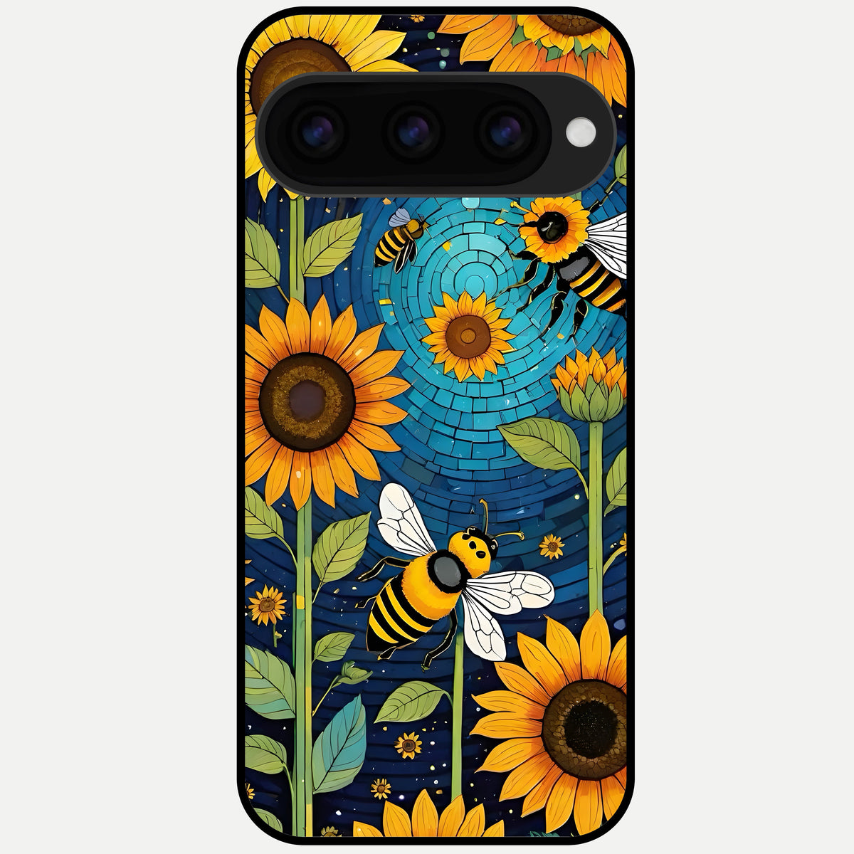  Bees And Sunflowers Glass Case For Google Pixel 11 Pro back cover – full design glossy printed glass finish