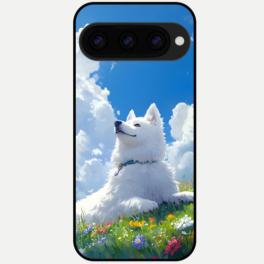  Blissful Cloud Pup Glass Case For Google Pixel 11 Pro back cover – full design glossy printed glass finish