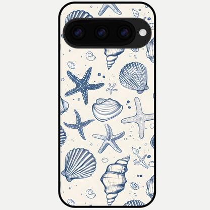  Blue Ocean Outline Glass Case For Google Pixel 11 Pro back cover – full design glossy printed glass finish